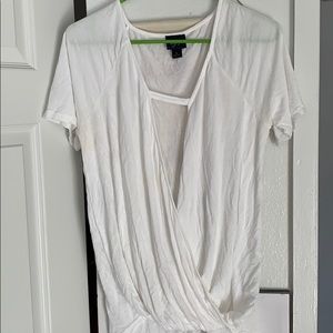 Low cut white blouse